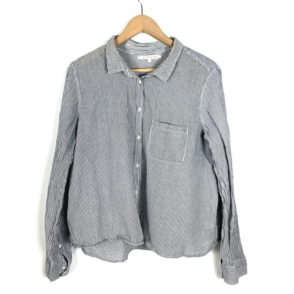 Xirena Striped Button Down Shirt Top Large Career